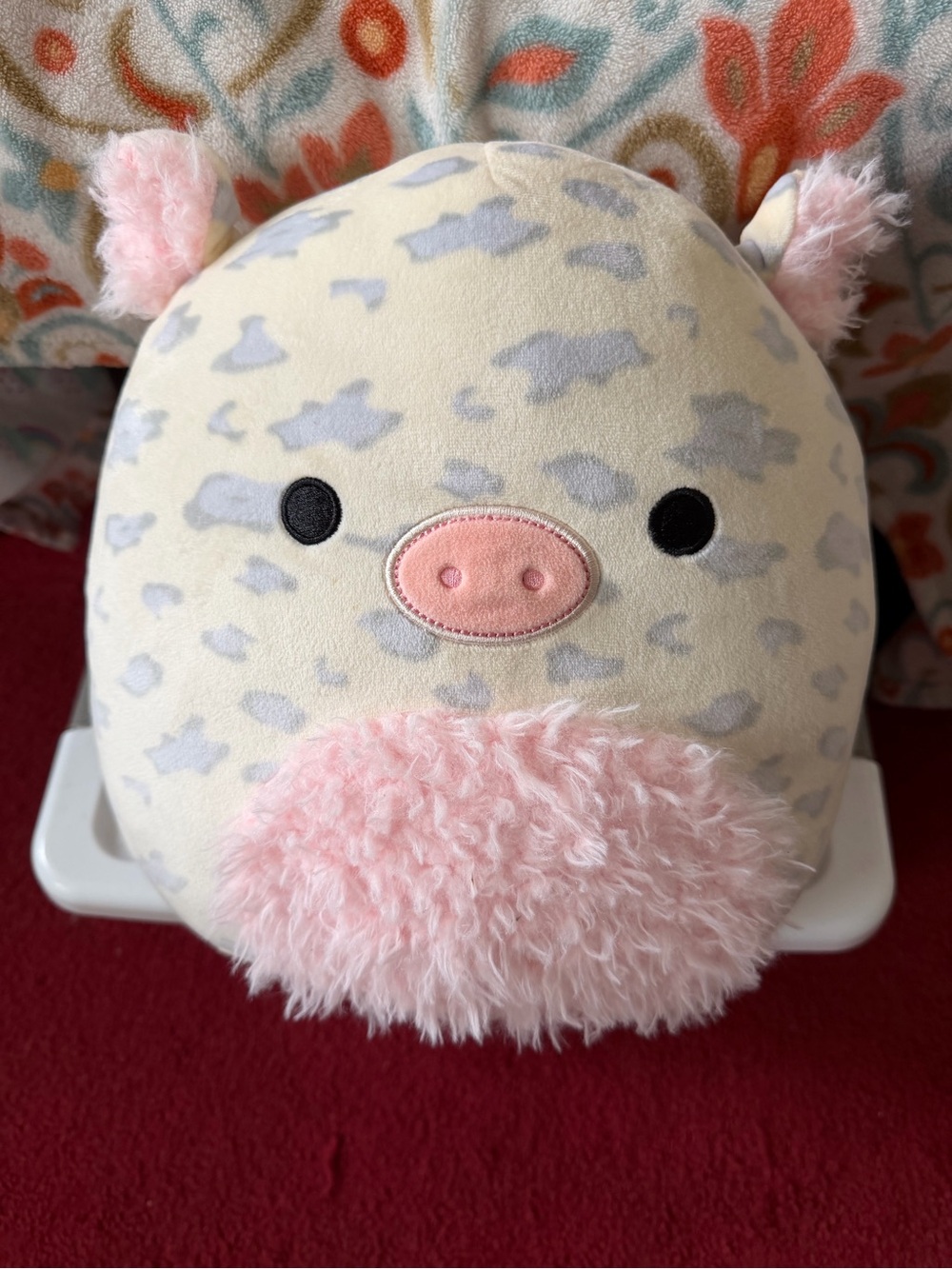 Squishmallows Cream & Pink Cow Pig Plush